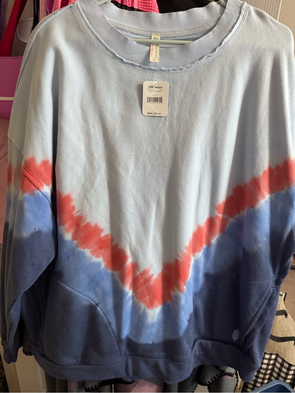 Free People Light Blue Pullover Sweatshirt